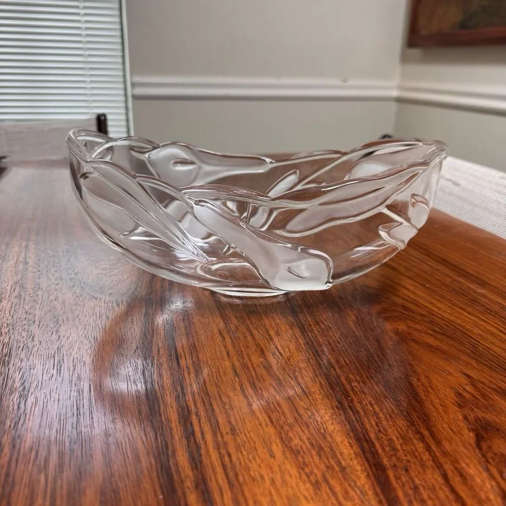 Vintage Mikasa Crystal Flair Tivoli Calla Lily Oval Fruit Bowl 10 1/8